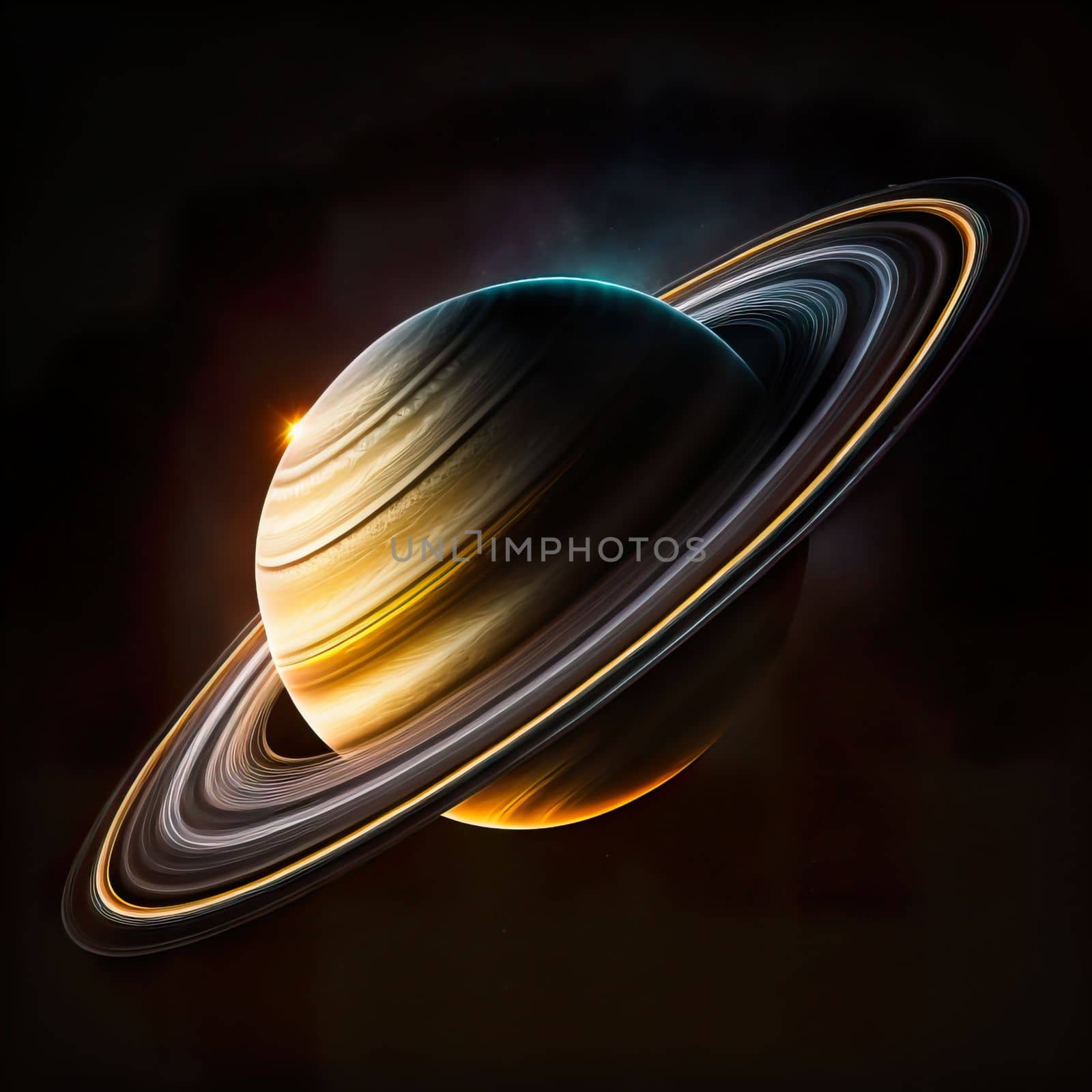 Planet Saturn, on black night. 3D illustration presents planet of the solar system. image elements furnished by NASA. download image