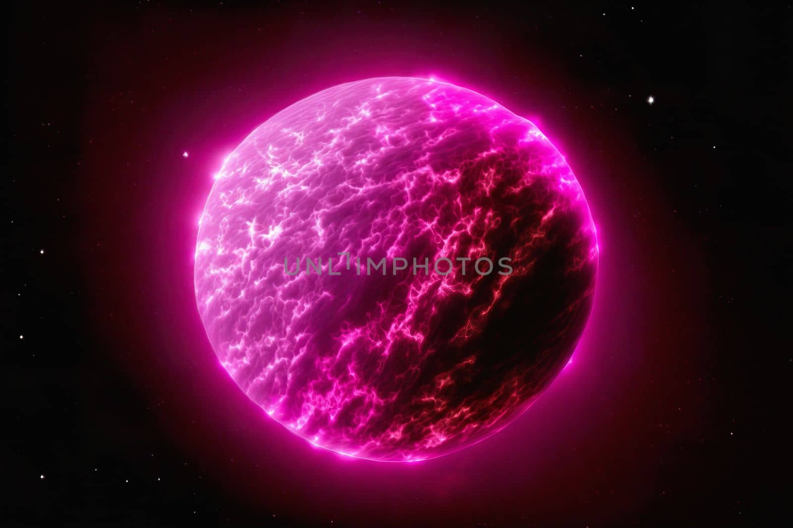 Beautiful magenta planet, colored exoplanet is the resident of Virgo constellation, glowing with heat. Amazing pink planet in space with stars. Elements of this image furnished by NASA. download image