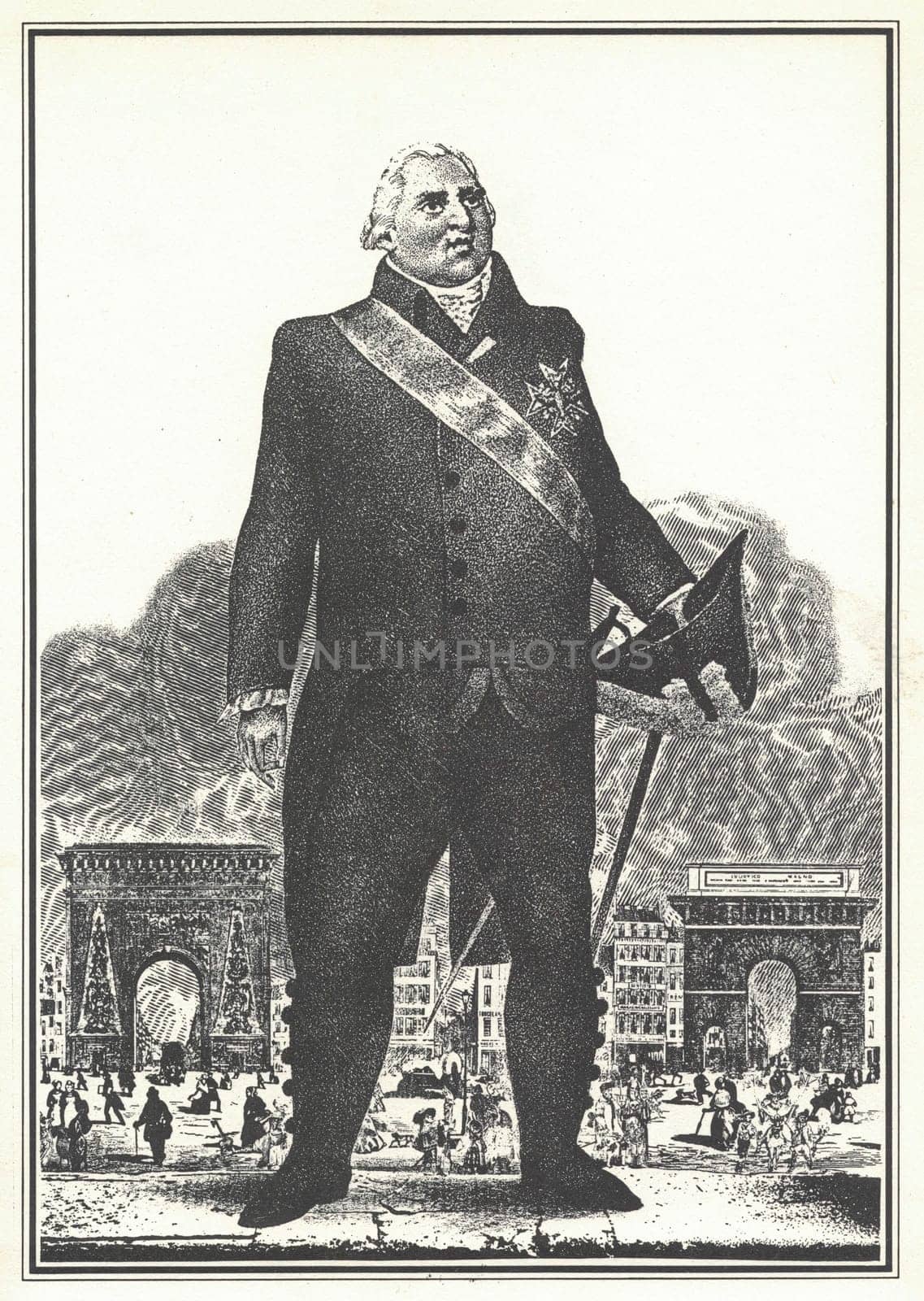 Louis XVIII of France. 1755-1824. King of France. Was King from 6th April 1814 to 20th March 1815. Antique illustration. by roman_nerud
