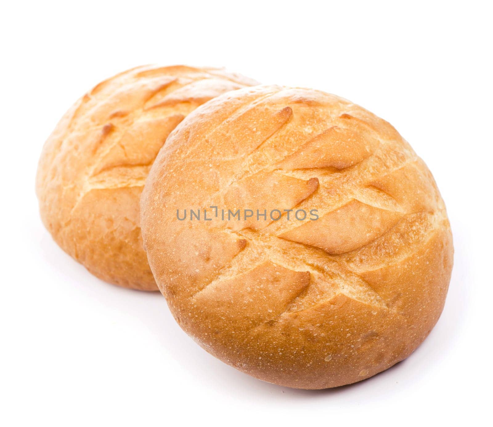 Traditional homemade round bread isolated on a white background by aprilphoto