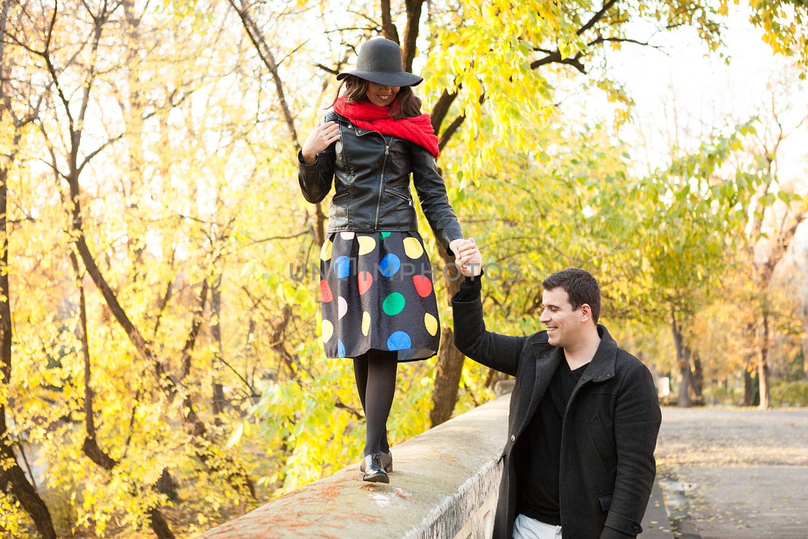 In lov gourgeous couple in autumn park