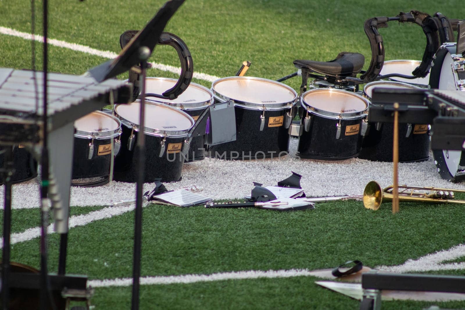 High school band drums on the football field by gena_wells