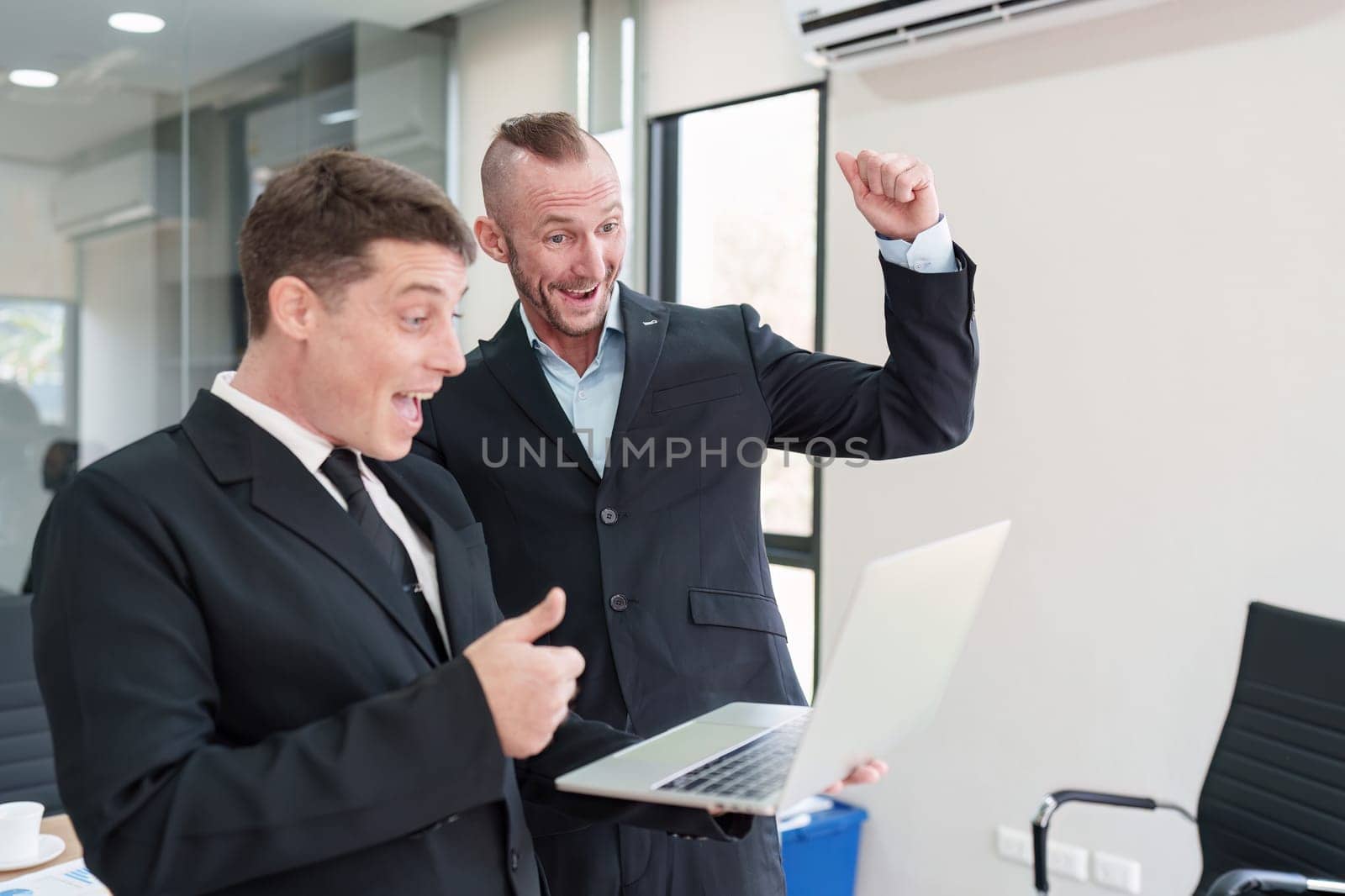 Business people having a meeting to discussing or video call by laptop computer..