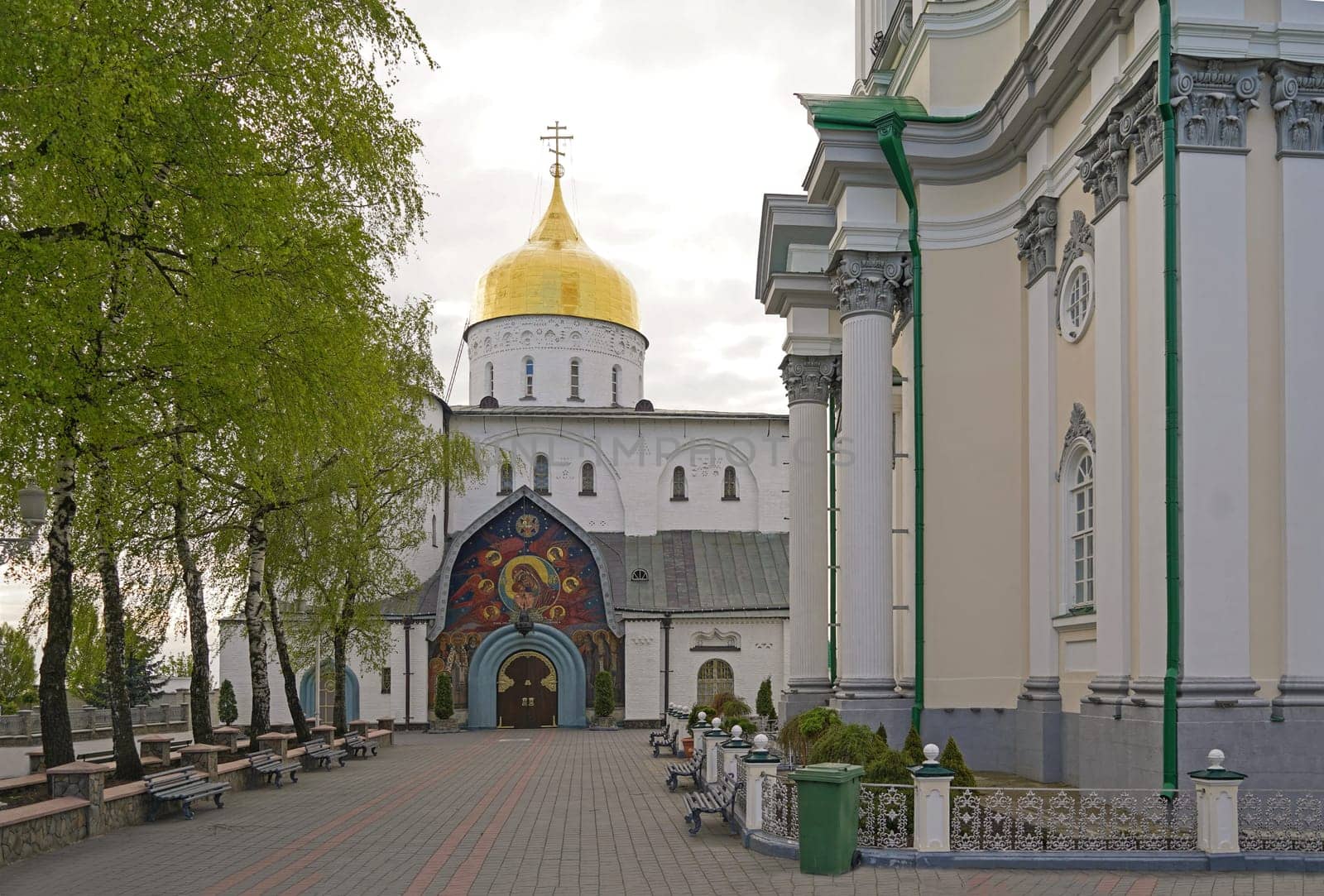 Cloudy morning in Pochaev Lavra, view of the Assumption Cathedral by aprilphoto