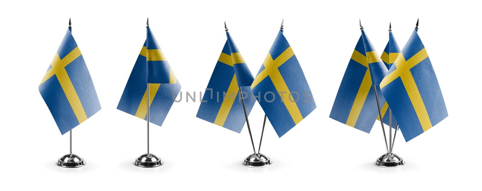 Small national flags of the Sweden on a white background by butenkow