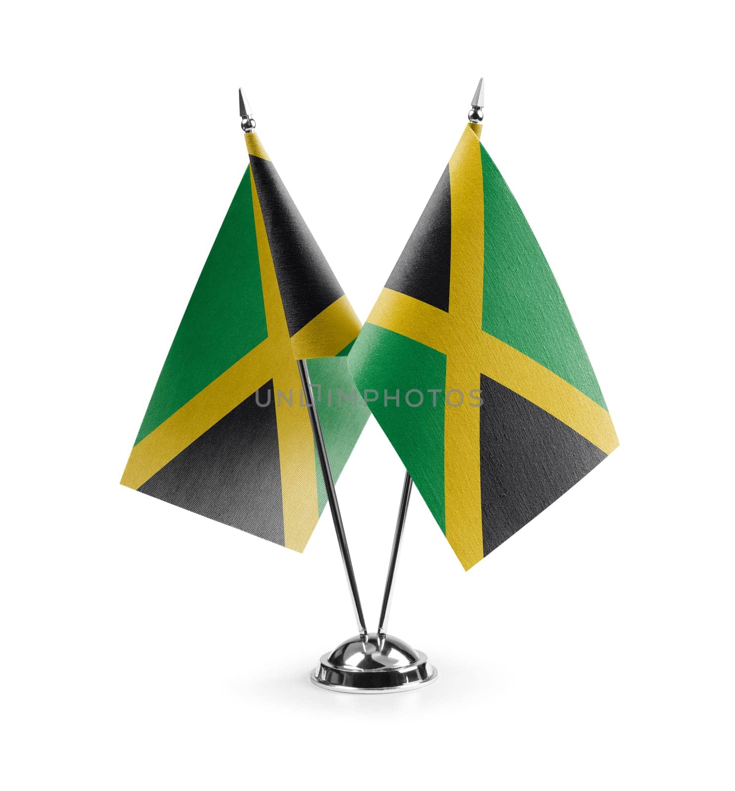 Small national flags of the Jamaica on a white background by butenkow