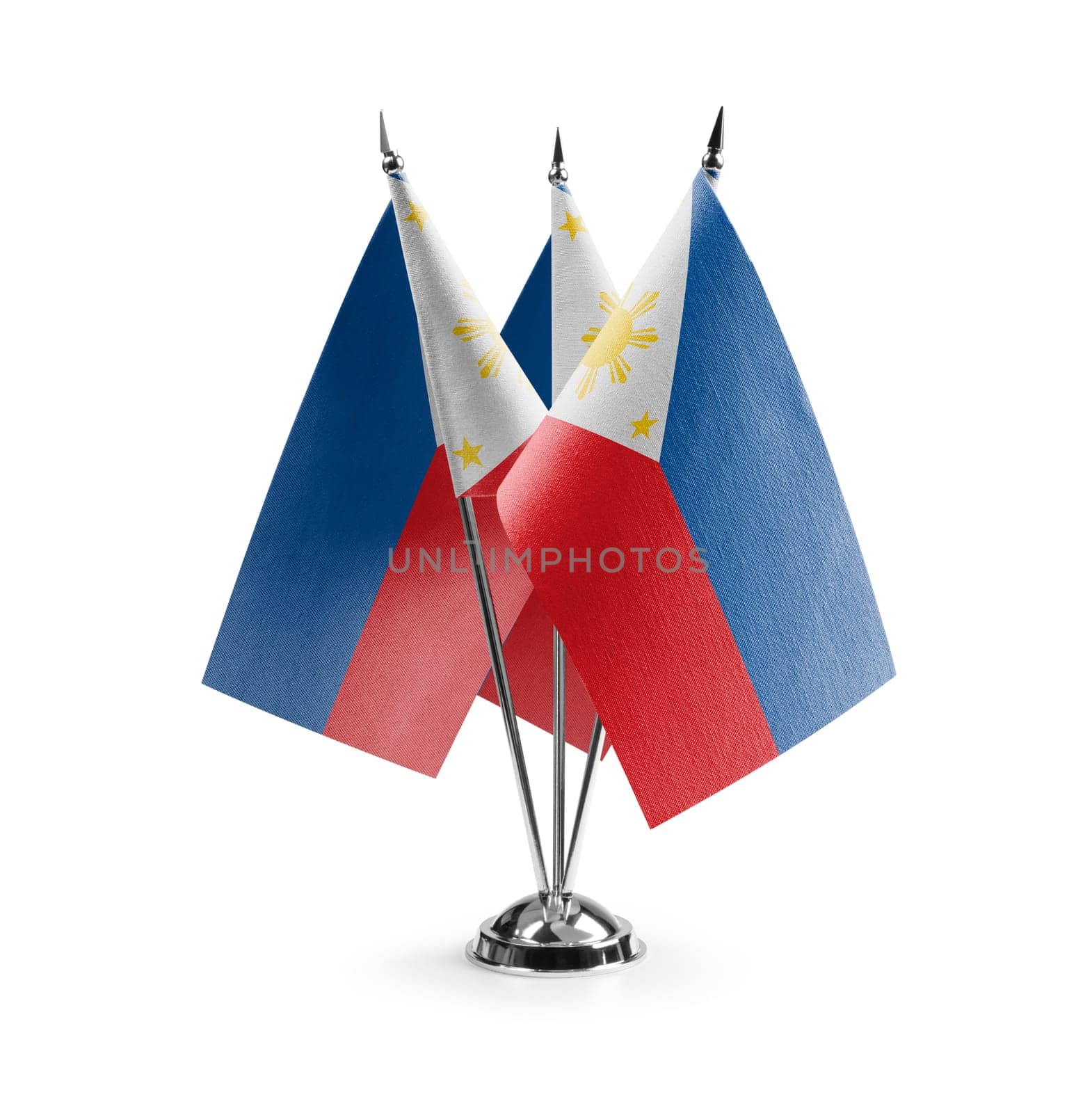 Small national flags of the Philippines on a white background.