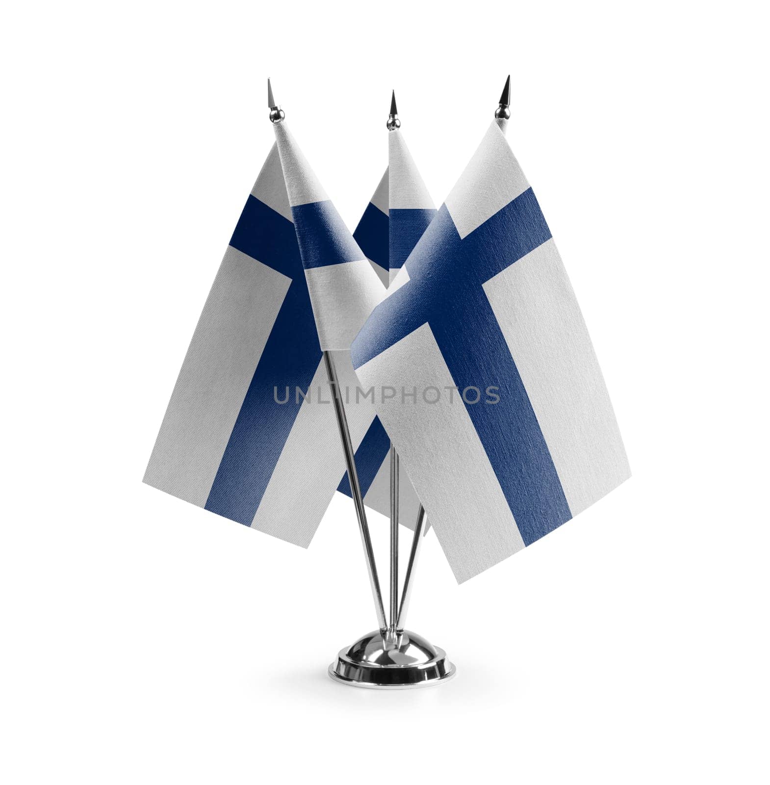Small national flags of the Finland on a white background.