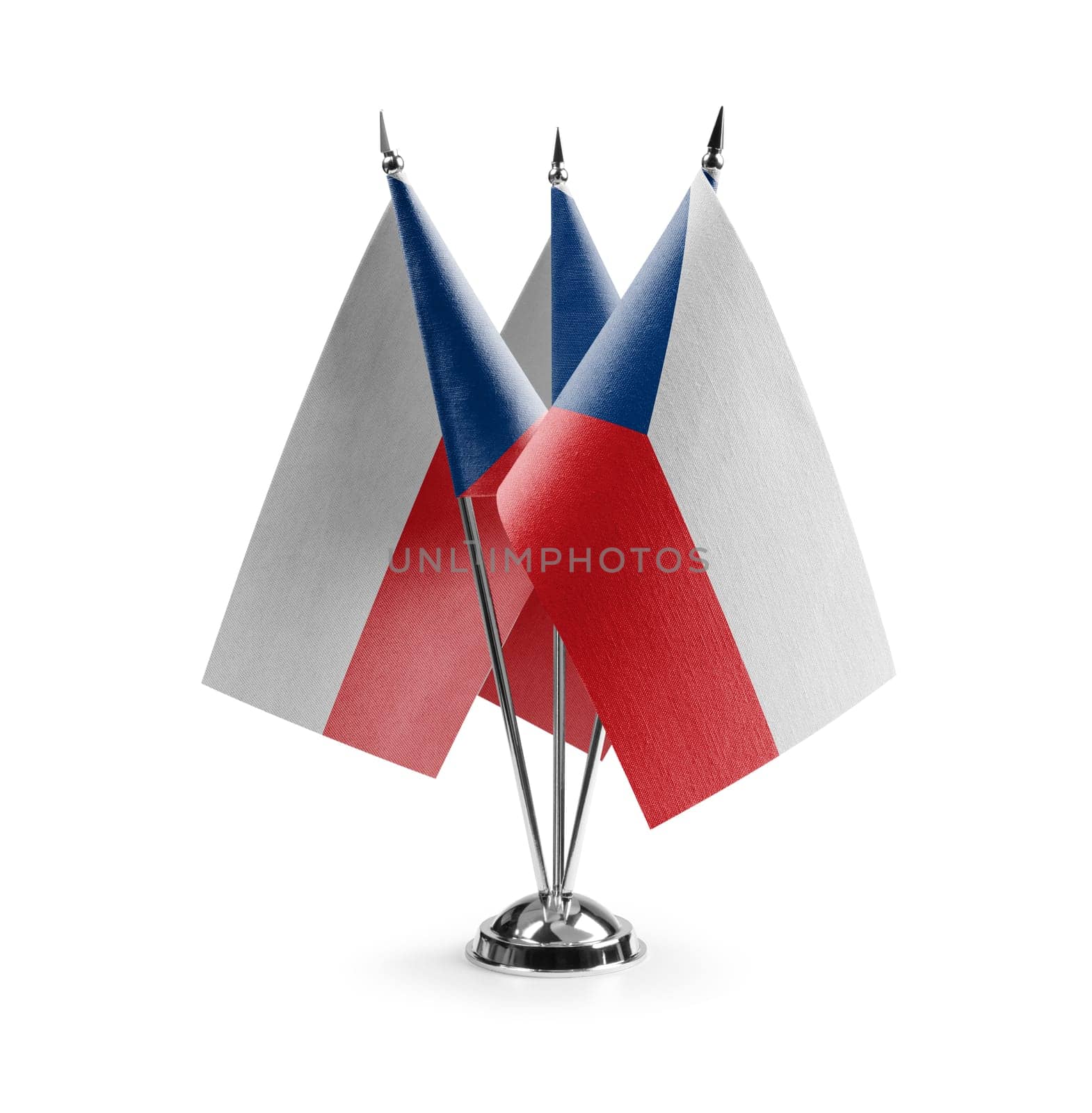 Small national flags of the Czechia on a white background by butenkow