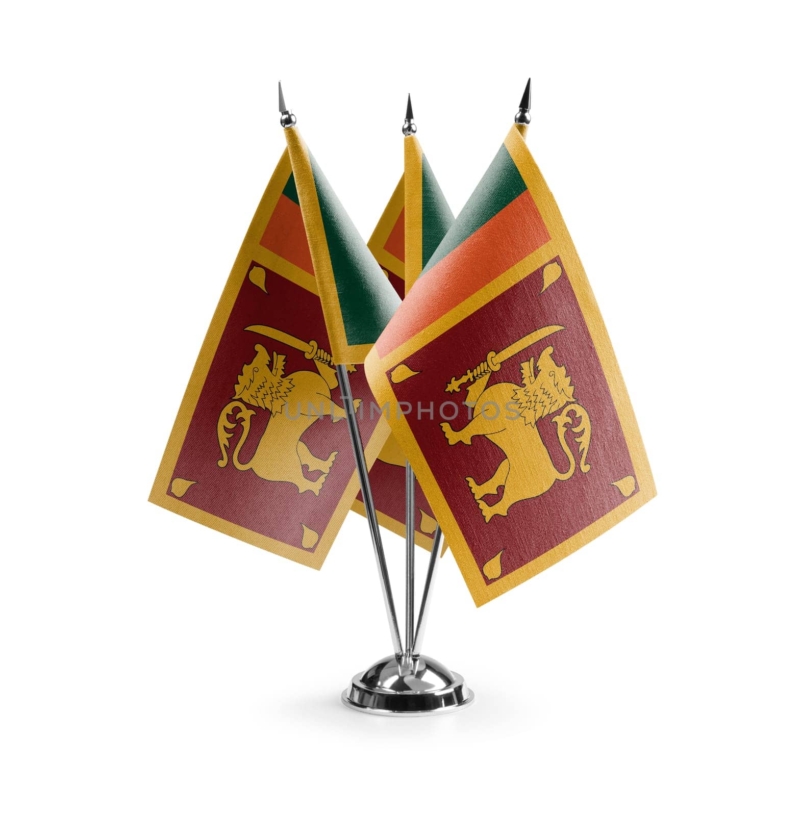Small national flags of the Sri Lanka on a white background by butenkow