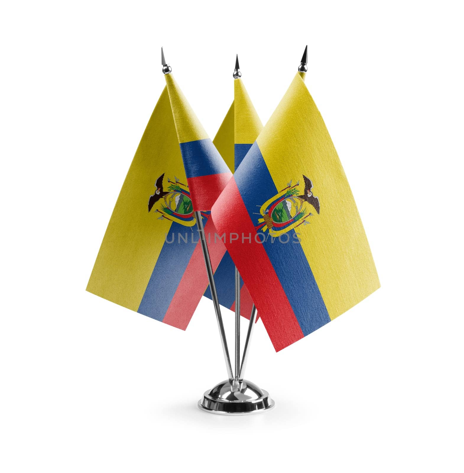 Small national flags of the Ecuador on a white background by butenkow