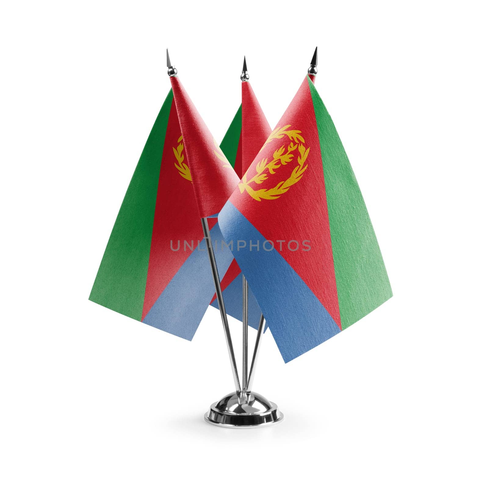 Small national flags of the Eritrea on a white background by butenkow