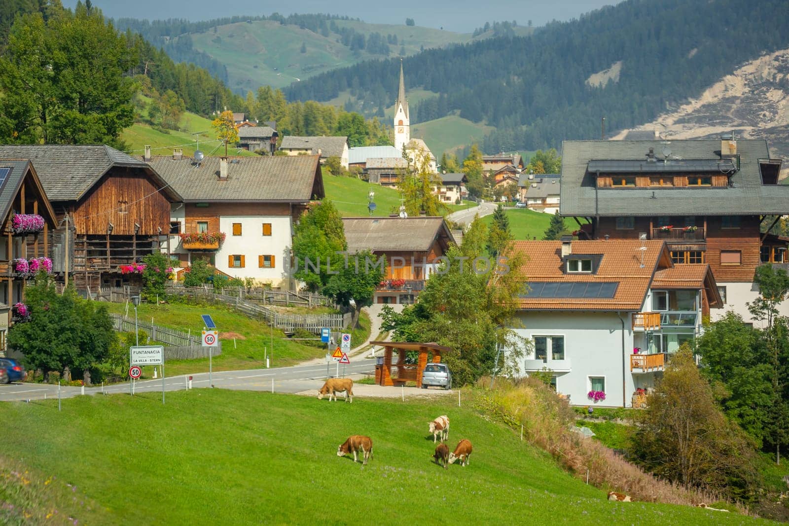Idyllic Alpine village in Val di Funes, South Tyrol trentino Alto Adige, Italy