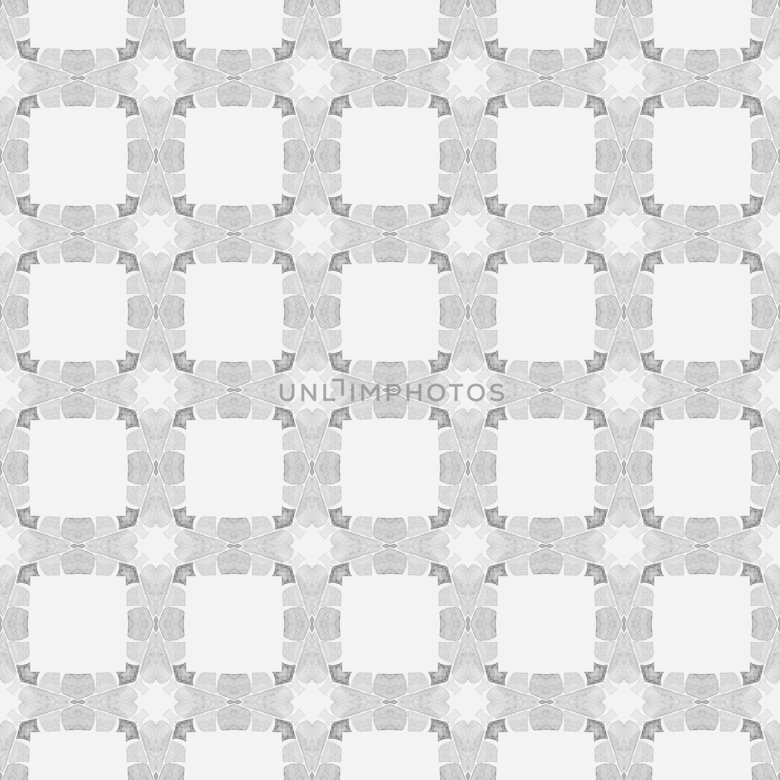 Textile ready pleasant print, swimwear fabric, wallpaper, wrapping. Black and white pleasing boho chic summer design. Watercolor ikat repeating tile border. Ikat repeating swimwear design.