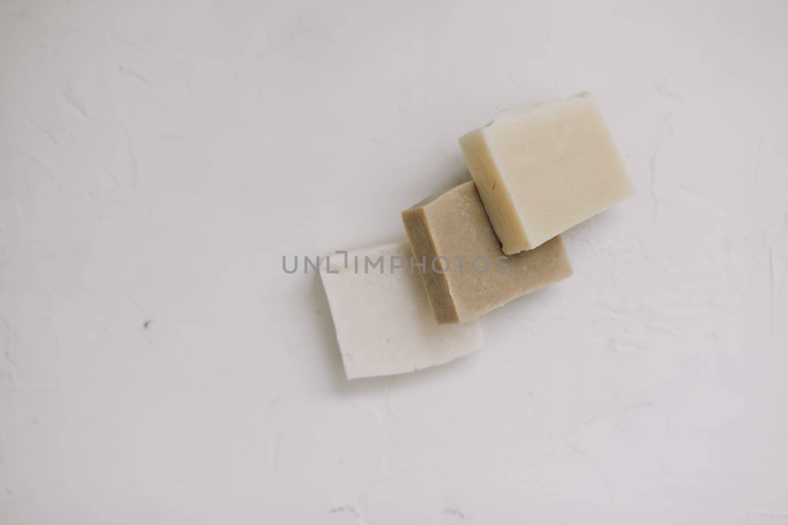 Handmade natural soap on white background. Spa natural treatments. organic natural soap, spa and wellness products