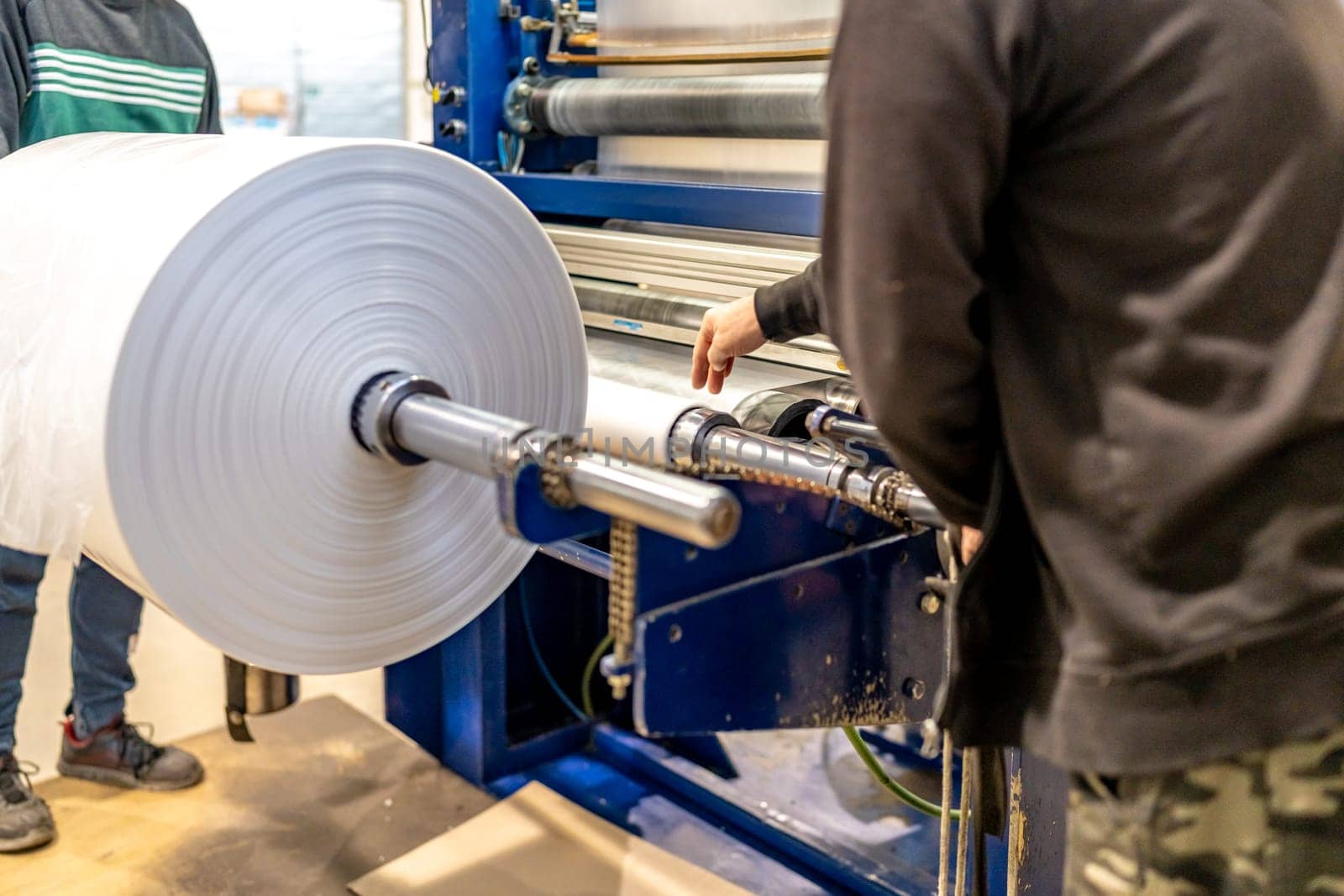 plastic roll in a factory for the production of plastic products. 