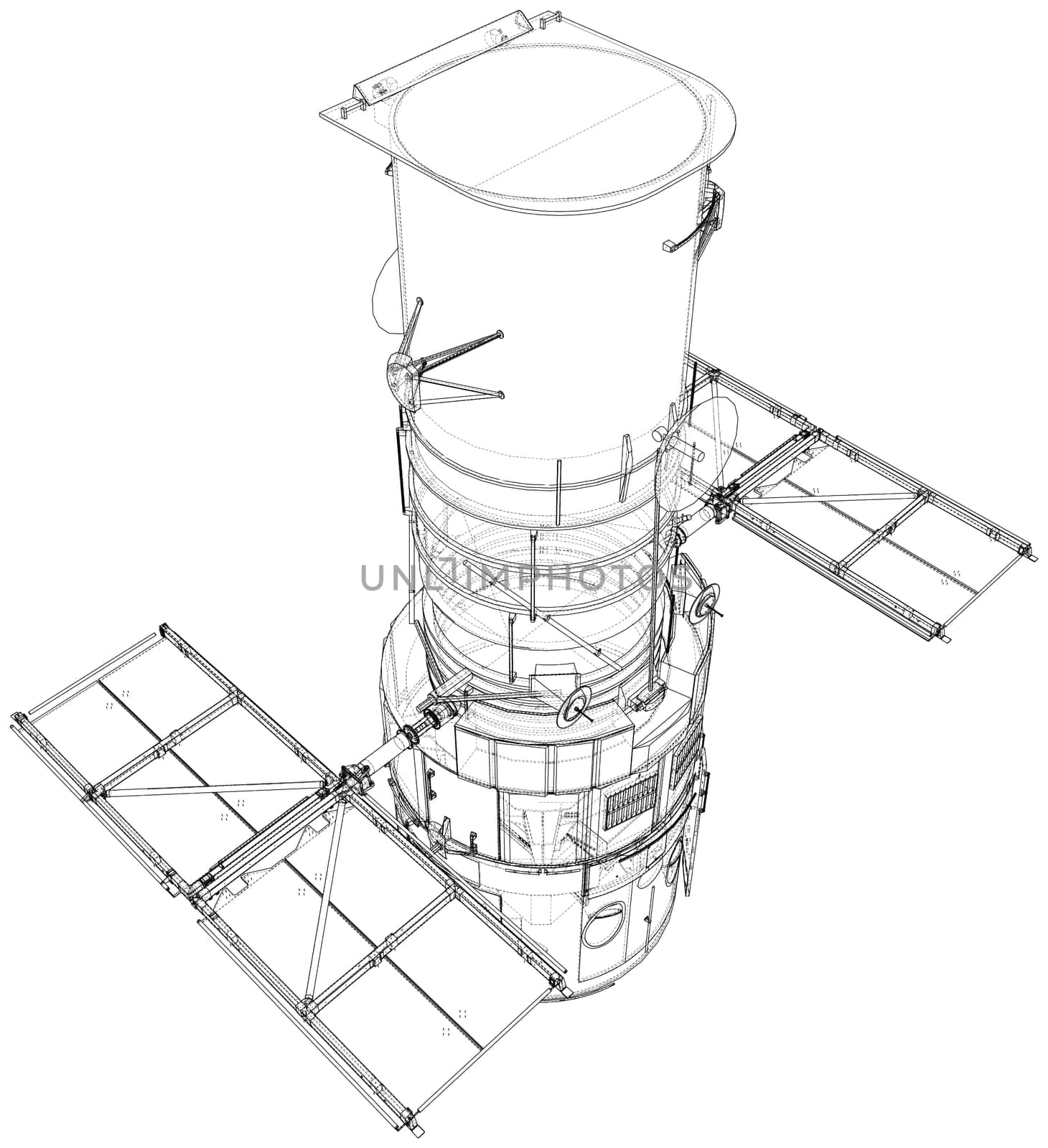 Hubble space telescope. Sattellite. Elements of this images furnished by NASA