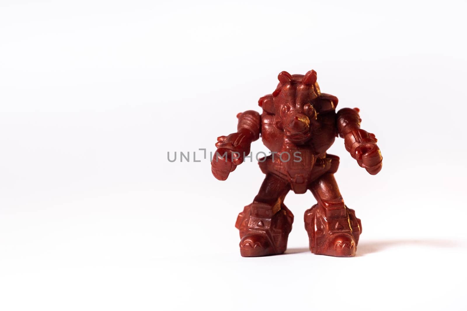 Vintage robot toys isolated on white background.