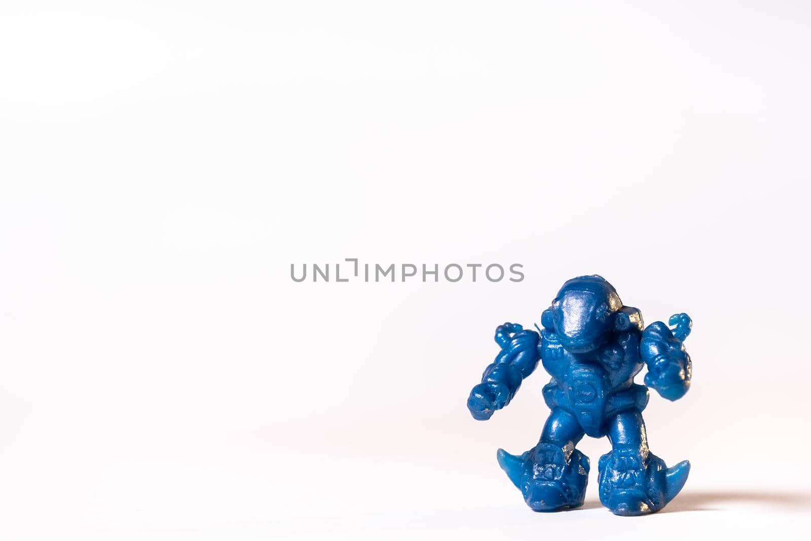 Vintage robot toys isolated on white background.