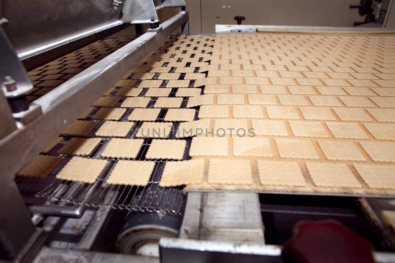 cookie making machine in the factory.