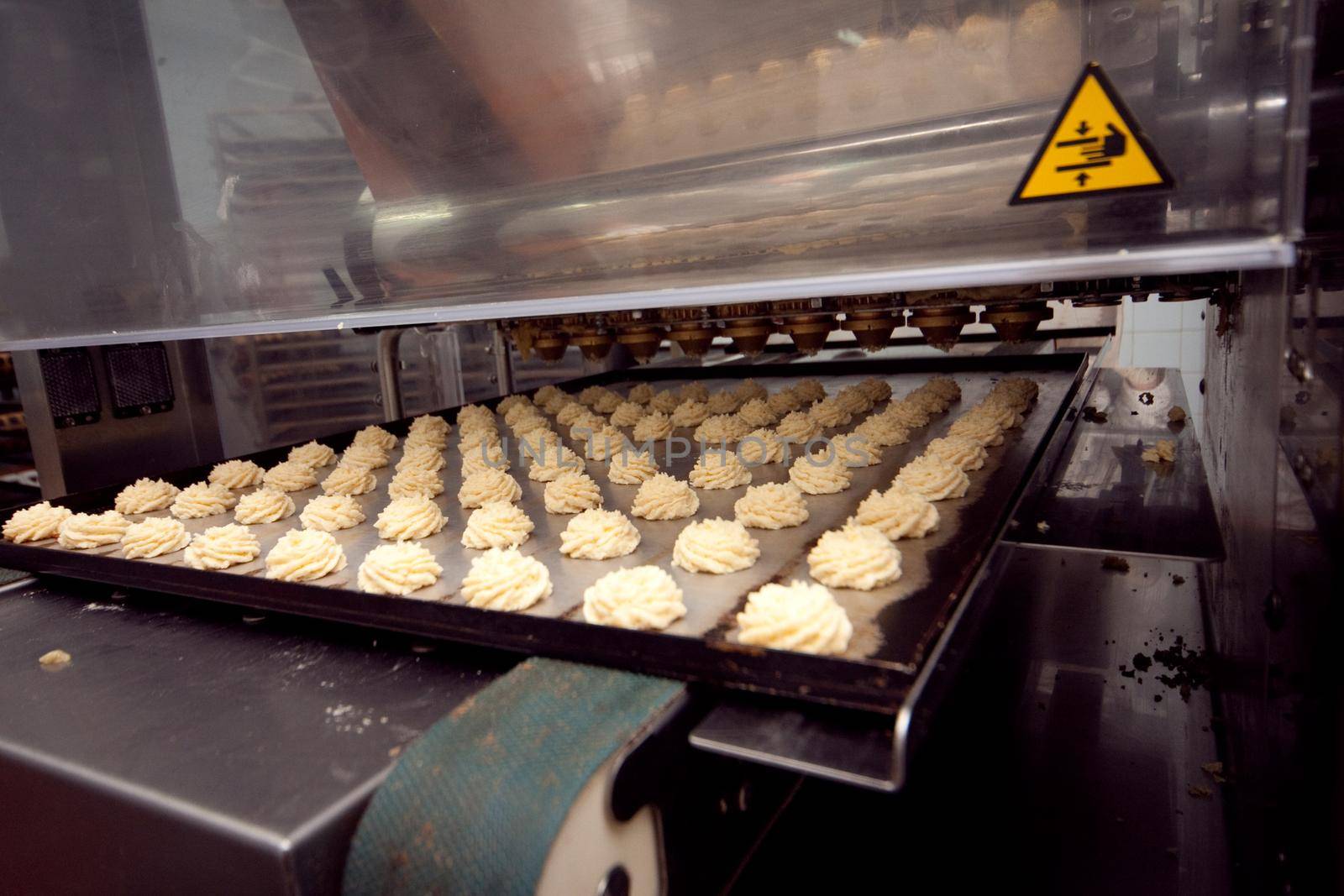 cookie making machine in the factory.
