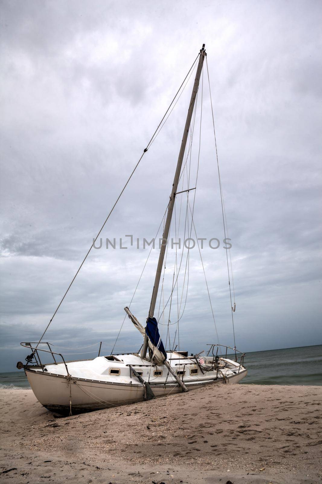 Grey sky over a shipwreck off the coast of Clam Pass in Naples, Florida