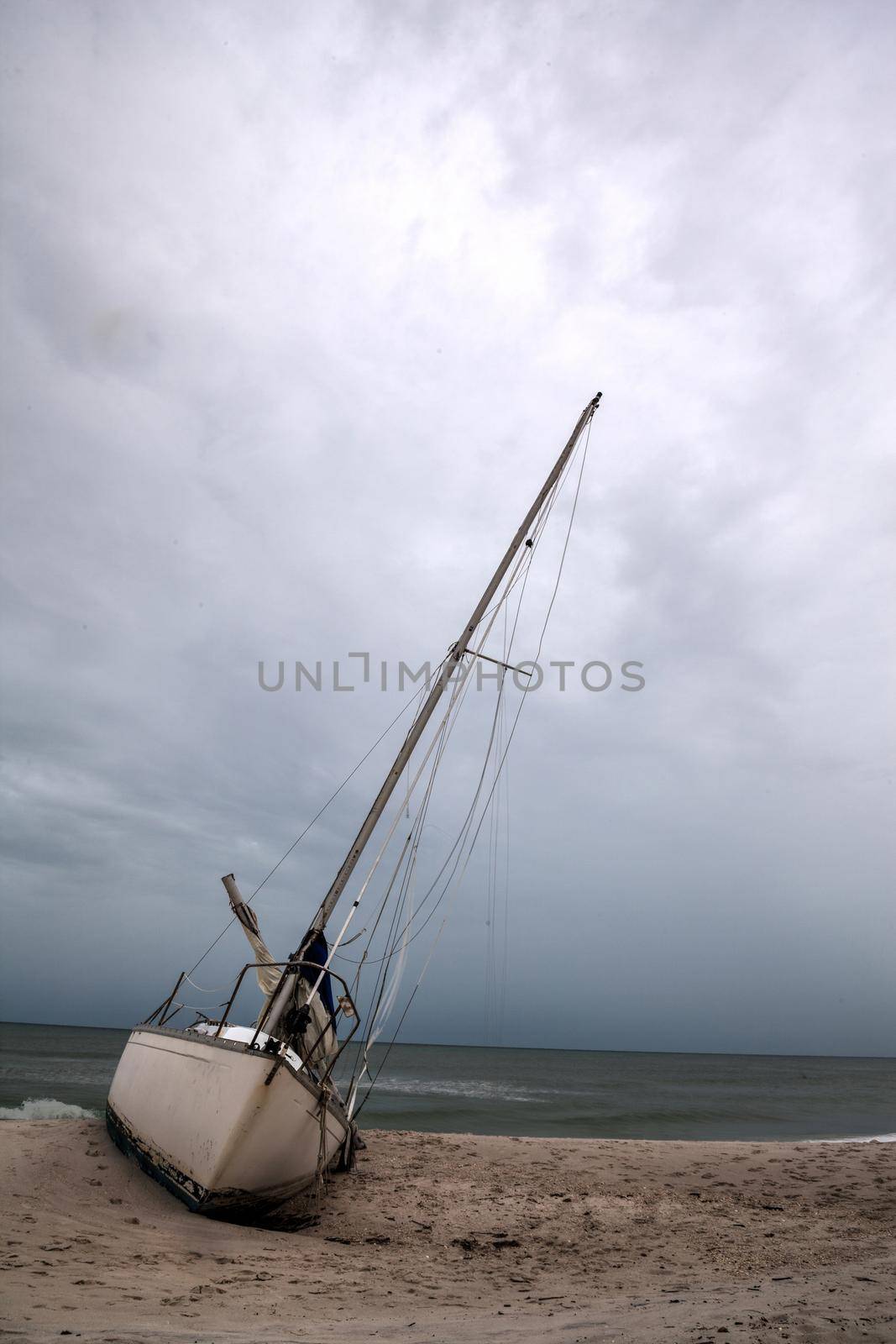 Grey sky over a shipwreck off the coast of Clam Pass in Naples, Florida