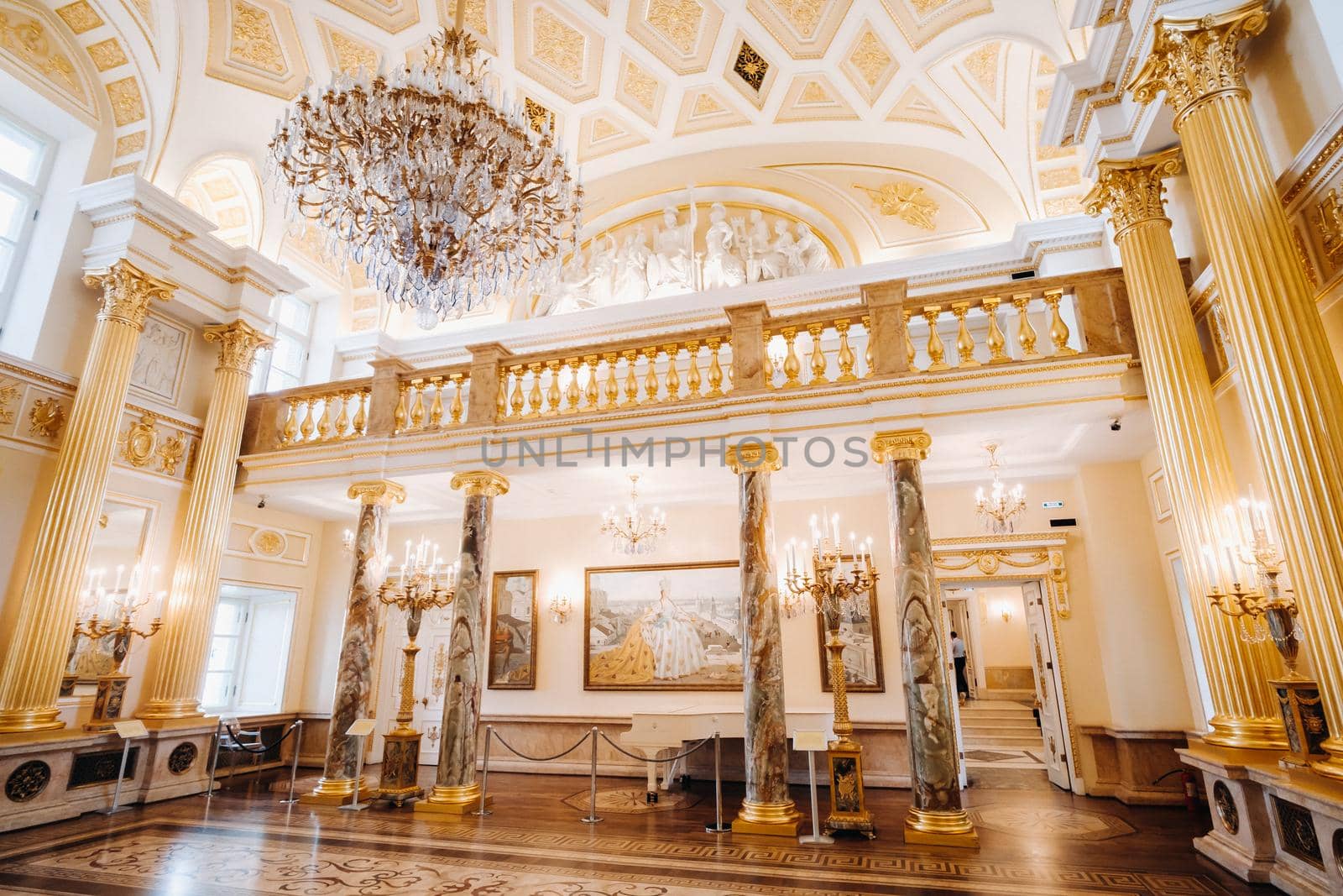 Grand Palace in Tsaritsyno in summer, Russia. Tsaritsyno Park is one of the main tourist attractions in Moscow. Beautiful scenic view of the old Tsaritsyn complex in summer.
