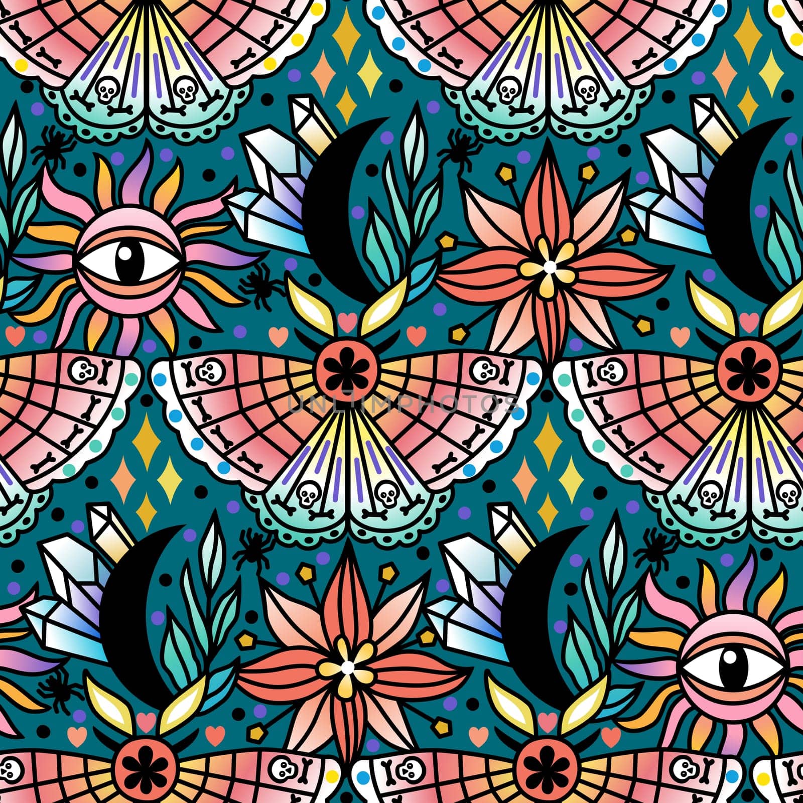 Seamless pattern with magical and occult elements by maryna_rt