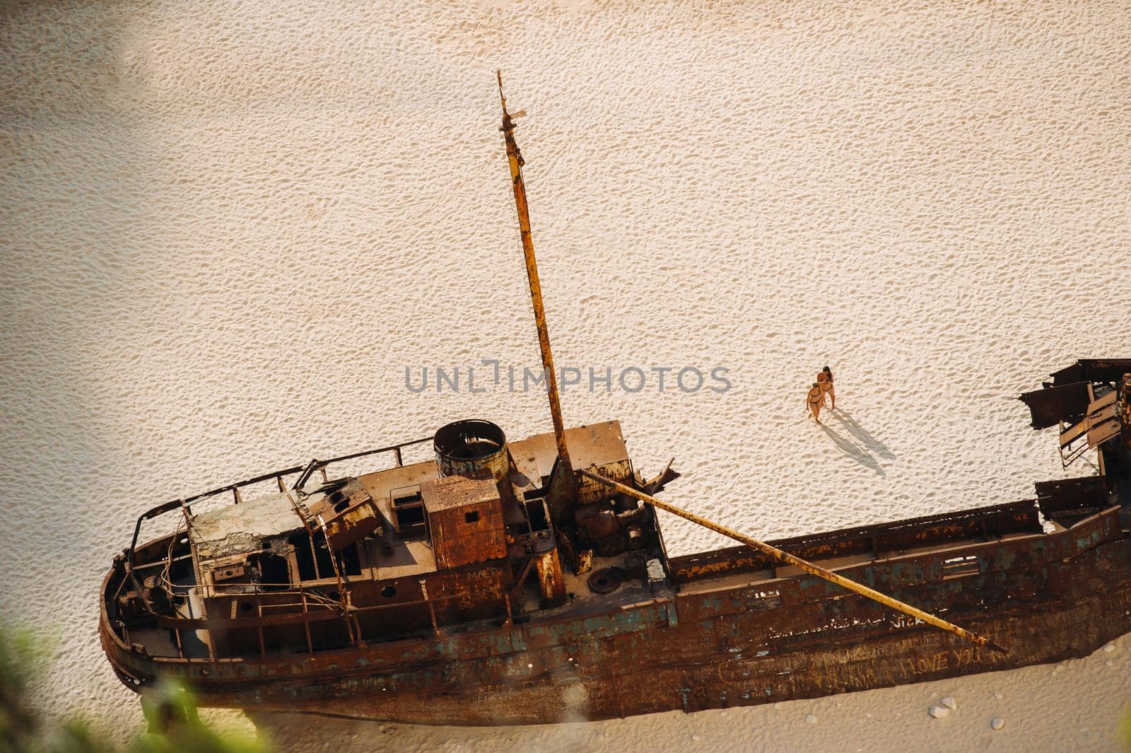 Navagio beach. Shipwreck bay, Zakynthos island, Greece View from above
