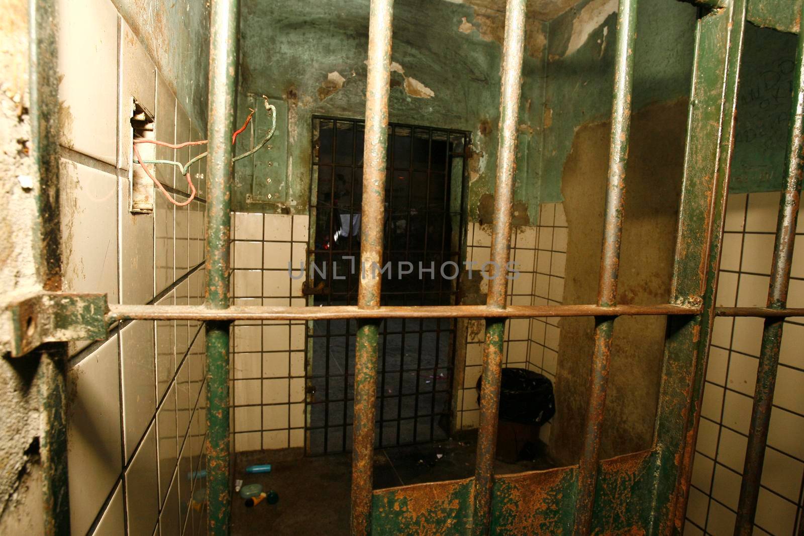 eunapolis, bahia, brazil - june 1, 2011: bars of a prison cell in a police station in the city of Eunapolis.