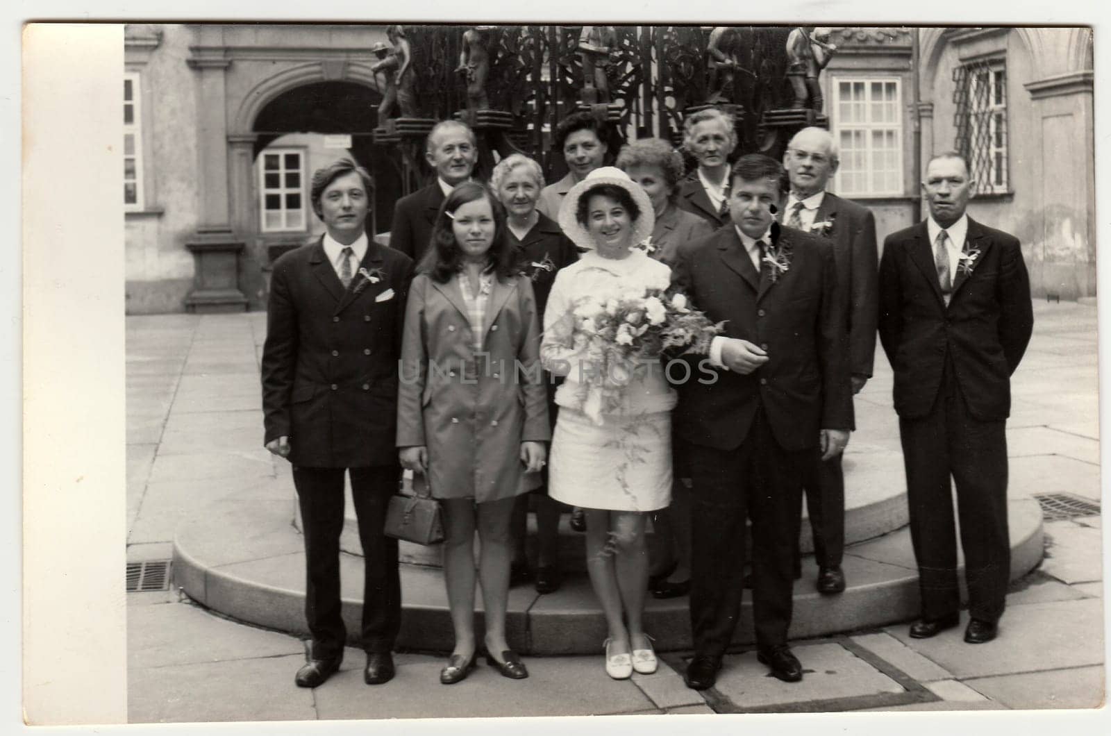 A vintage photo shows wedding photo, circa 1970. by roman_nerud