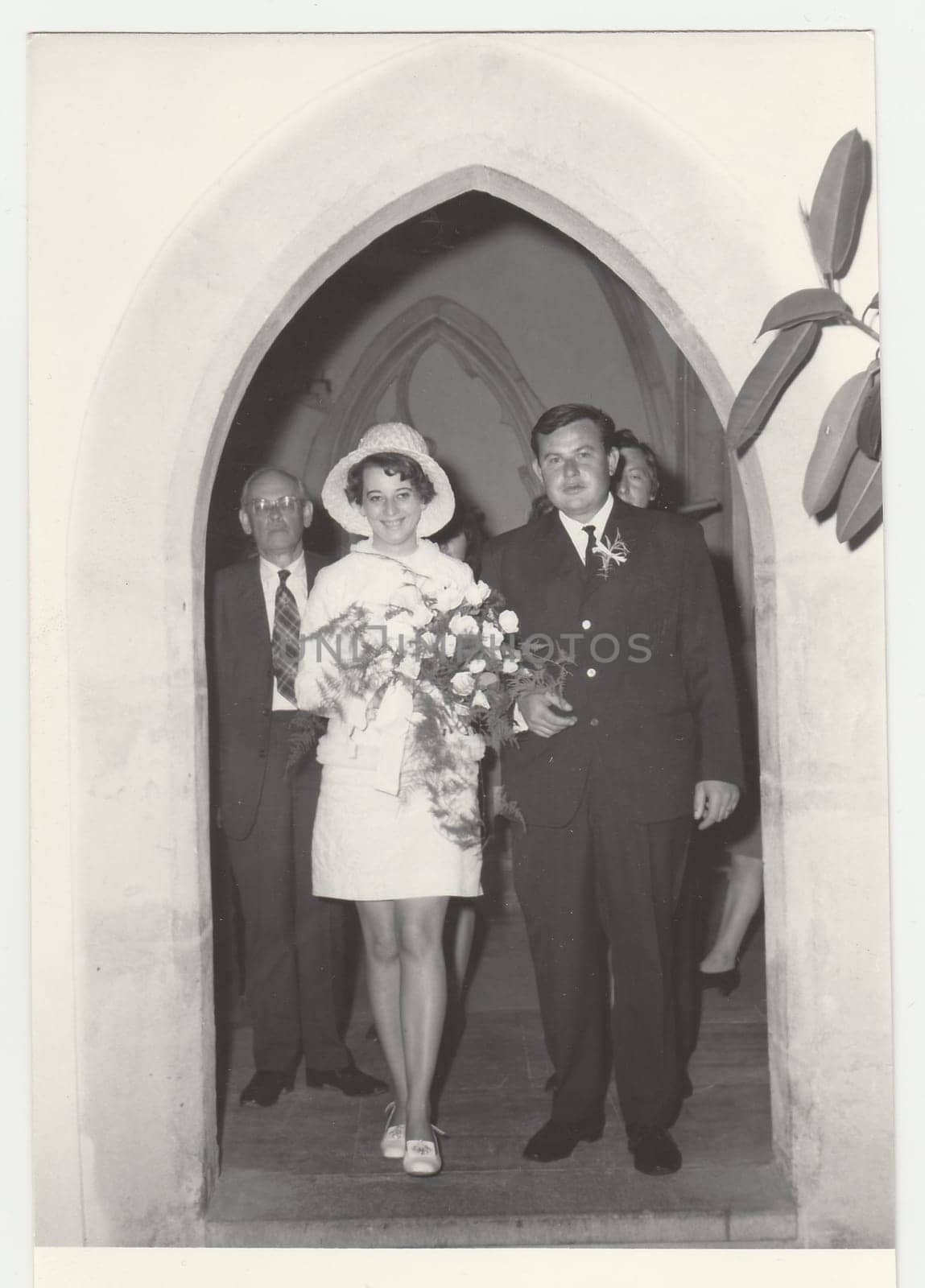 A vintage photo shows wedding photo, circa 1970. by roman_nerud