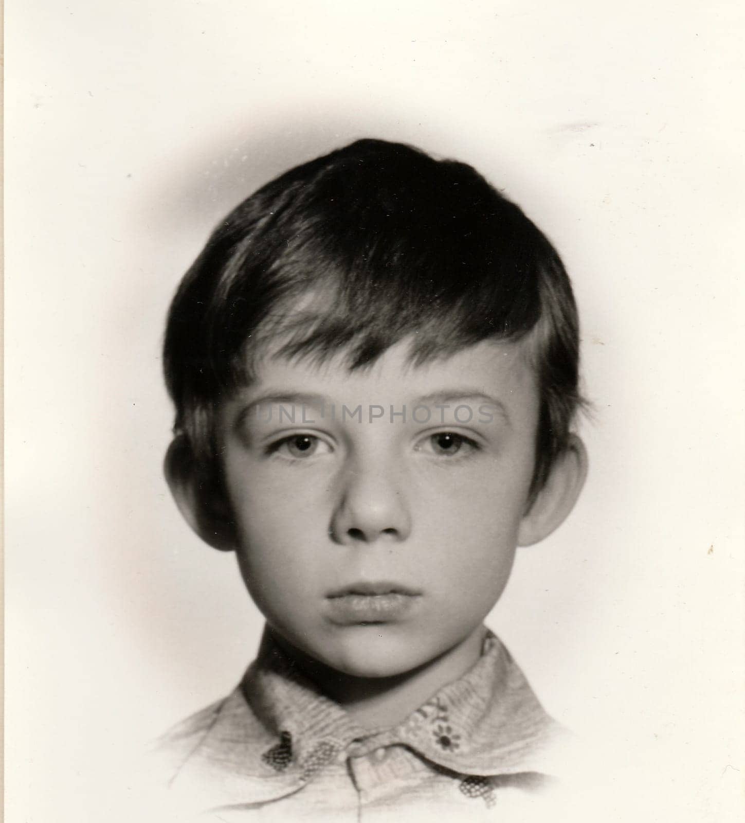 THE CZECHOSLOVAK SOCIALIST REPUBLIC, CIRCA 1978: Vintage photo of boy (8 years old) , circa 1978.