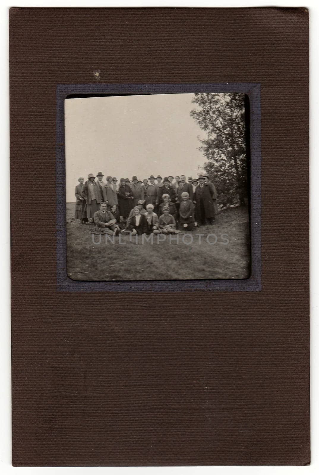 Vintage photo shows people on the trip. by roman_nerud