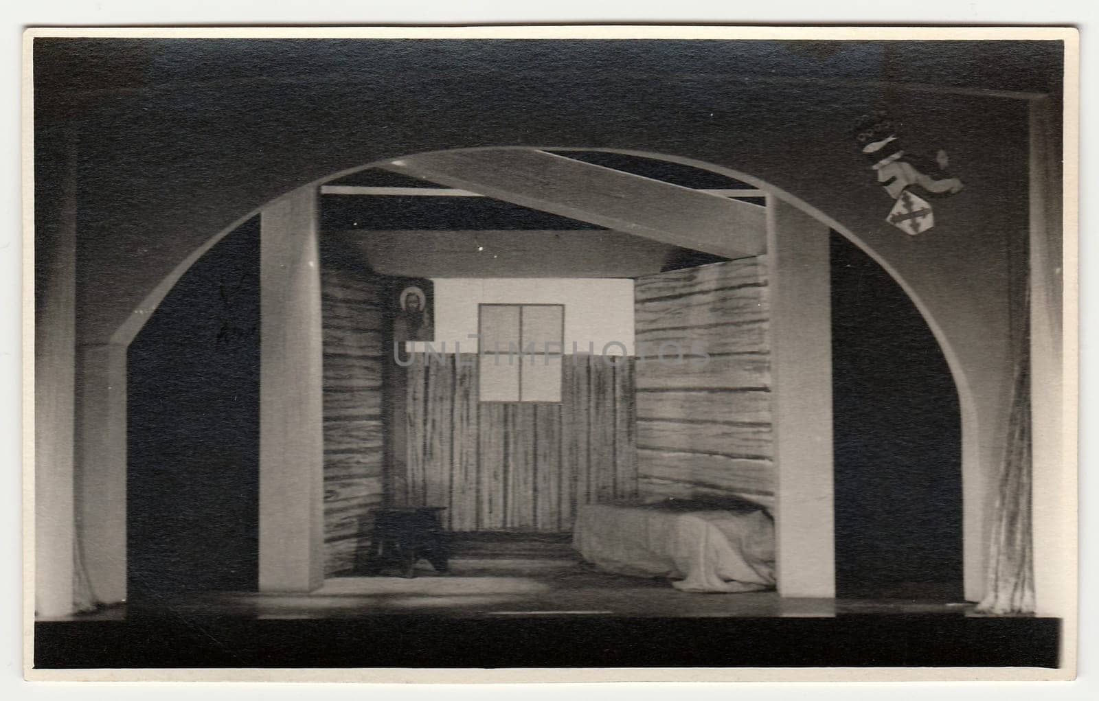 Vintage photo shows theatre decorations. by roman_nerud