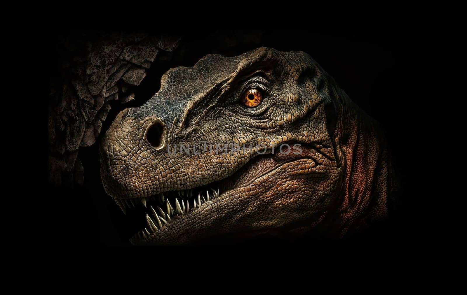 The head of dinosaur in the dark background by milastokerpro