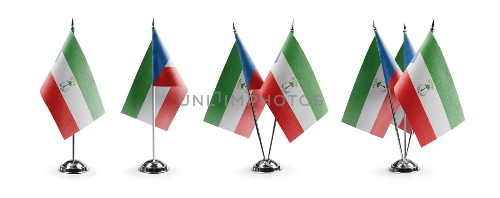 Small national flags of the Equatorial Guinea on a white background.