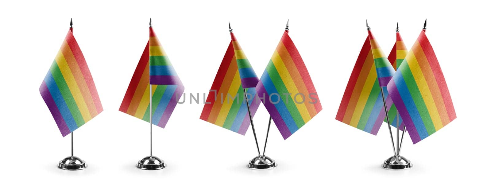 Small national flags of the lgbt on a white background.