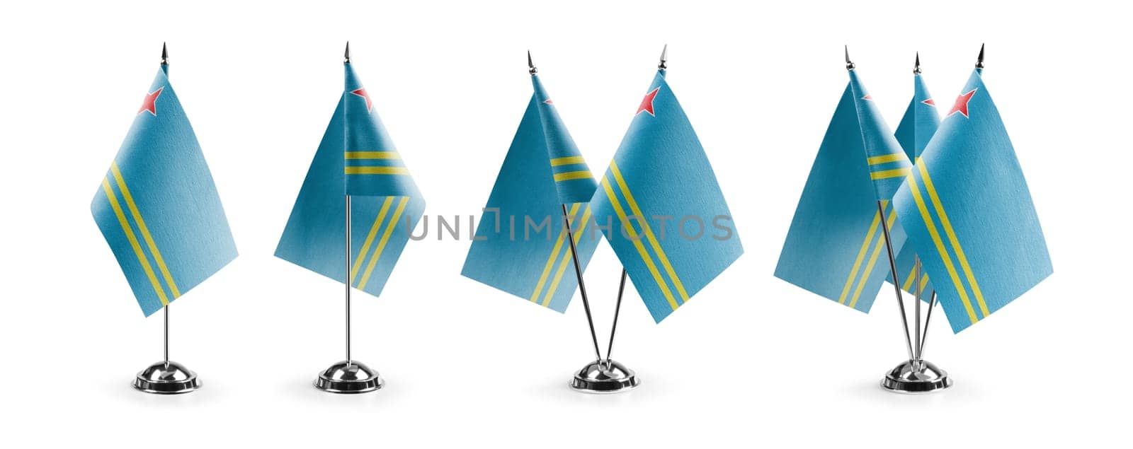 Small national flags of the Aruba on a white background.