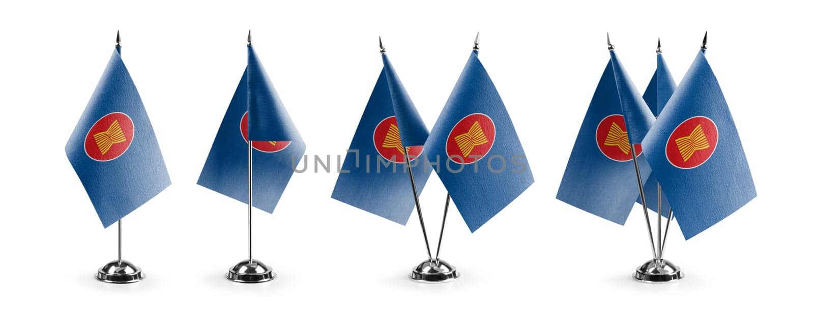 Small national flags of the ASEAN on a white background.