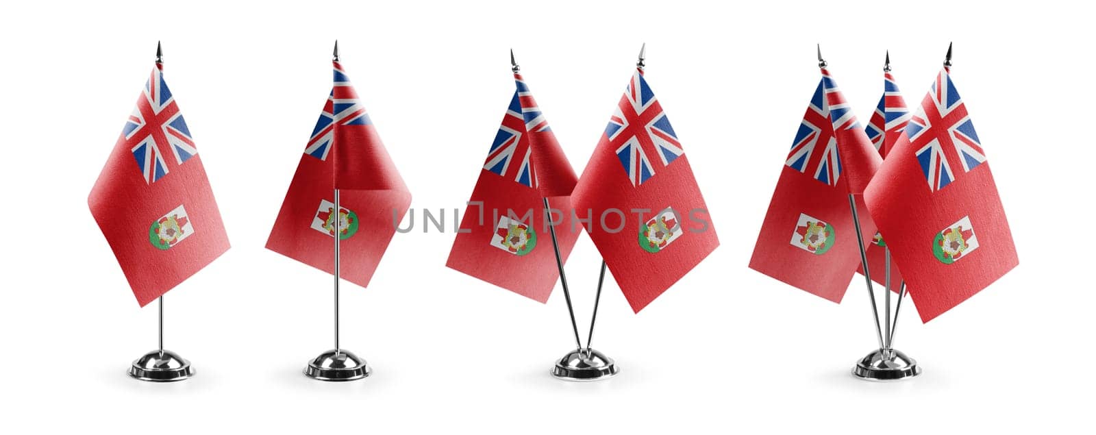 Small national flags of the Bermuda on a white background.