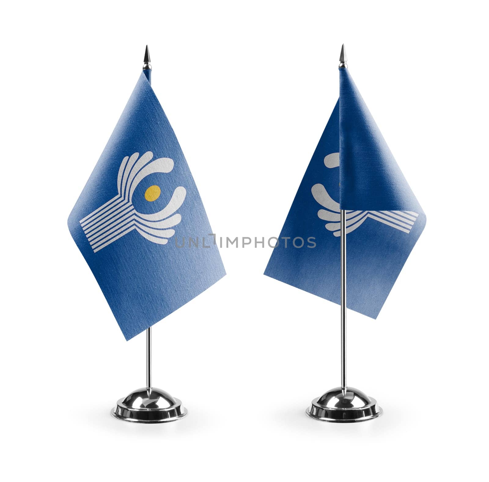Small national flags of the CIS on a white background.