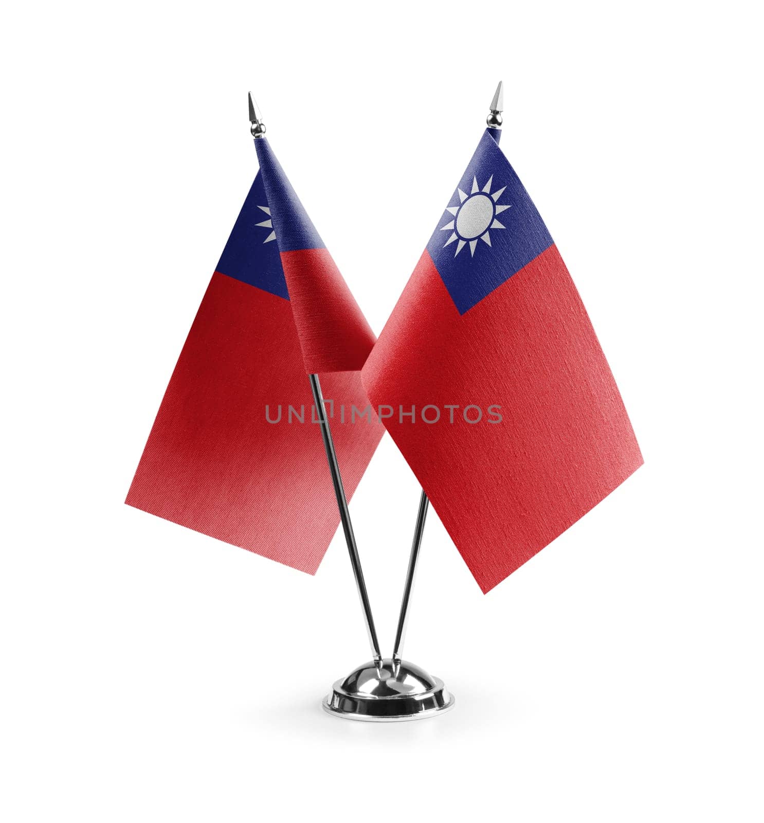 Small national flags of the Taiwan on a white background by butenkow