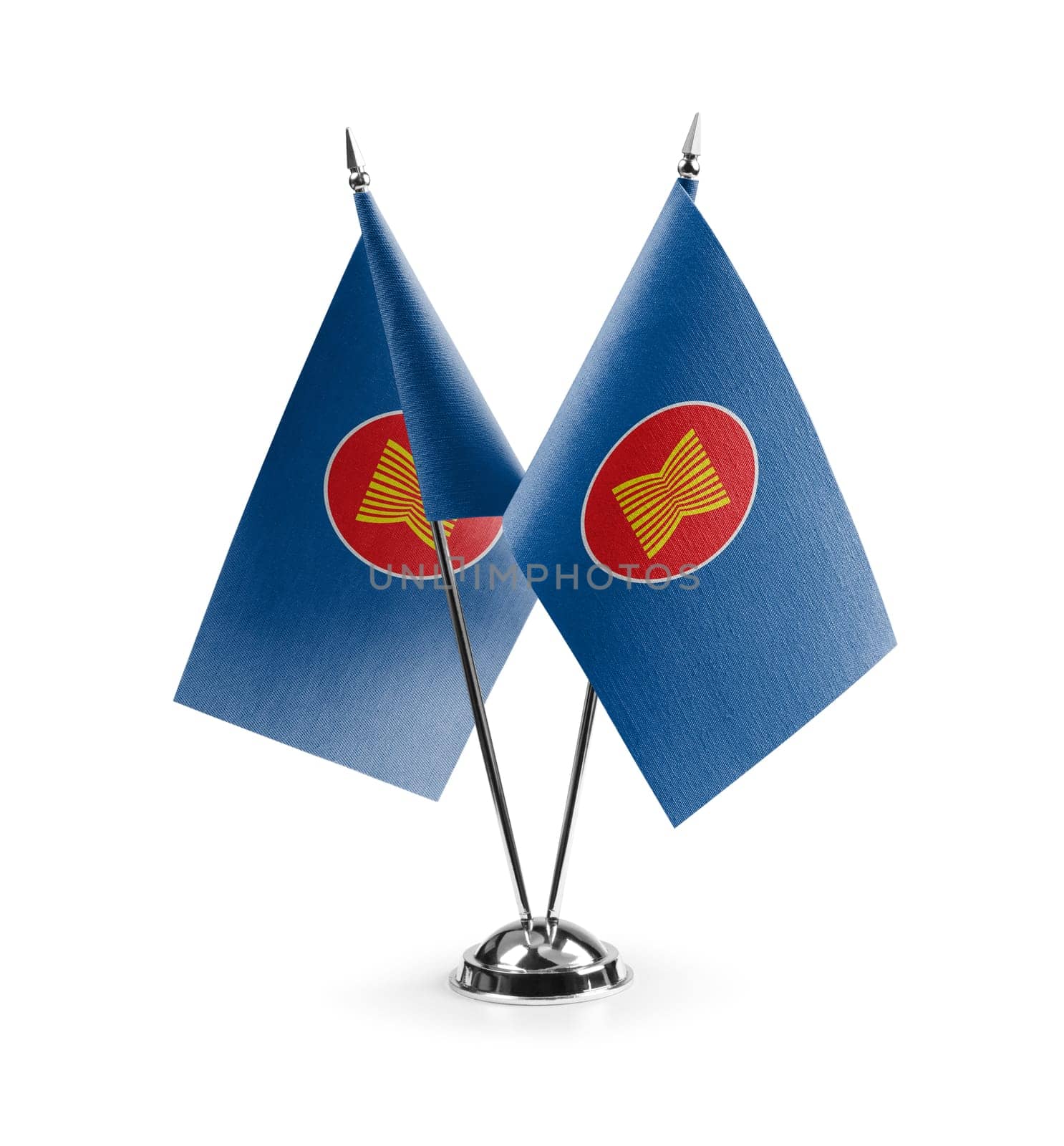 Small national flags of the ASEAN on a white background.