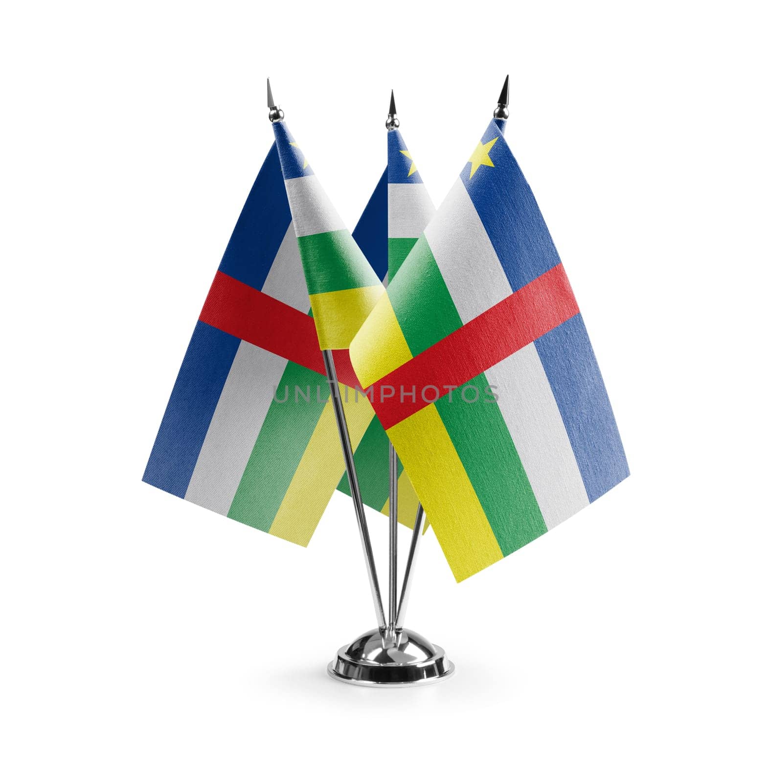 Small national flags of the Central African Republic on a white background by butenkow