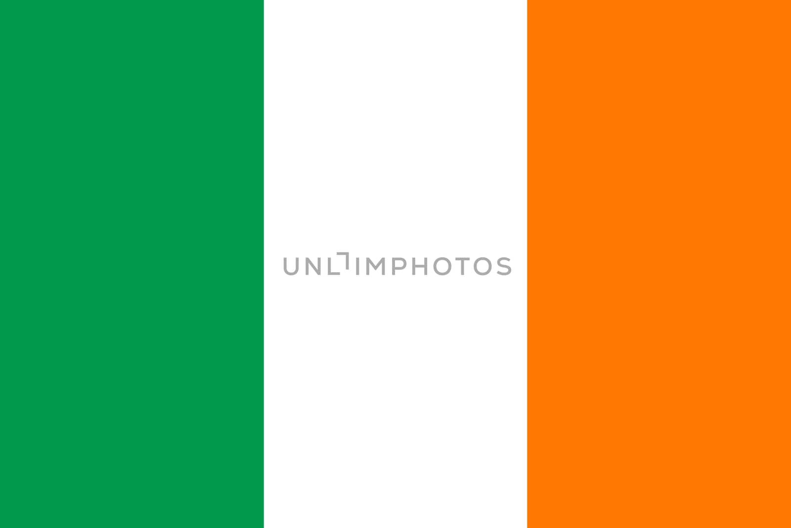 Ireland flag. Official state symbol of country. Official RGB colurs.