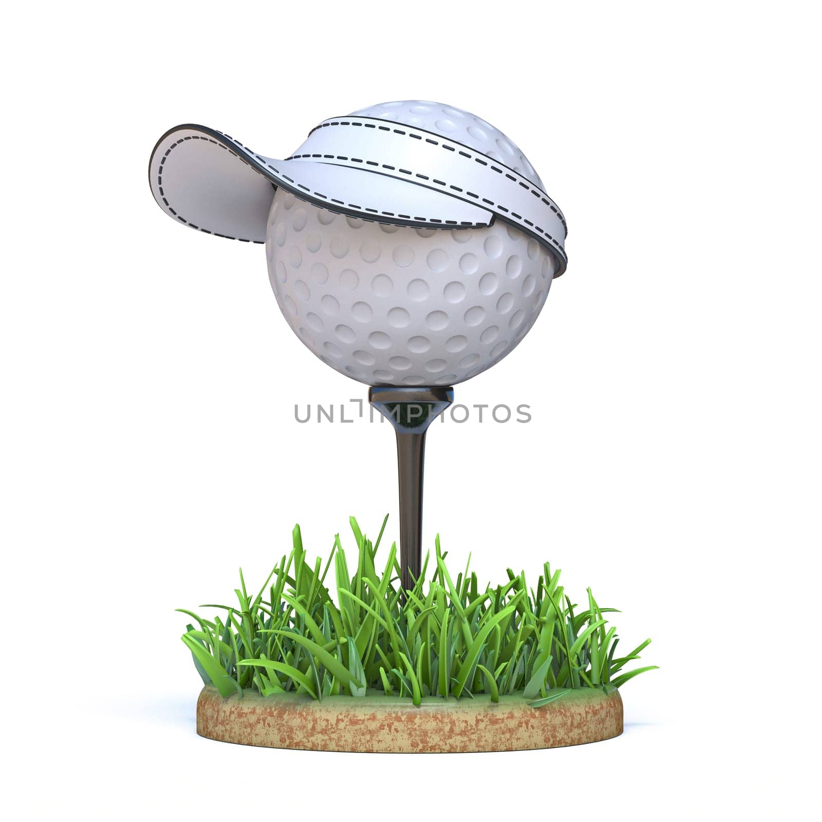 Golf ball wearing cap 3D by djmilic