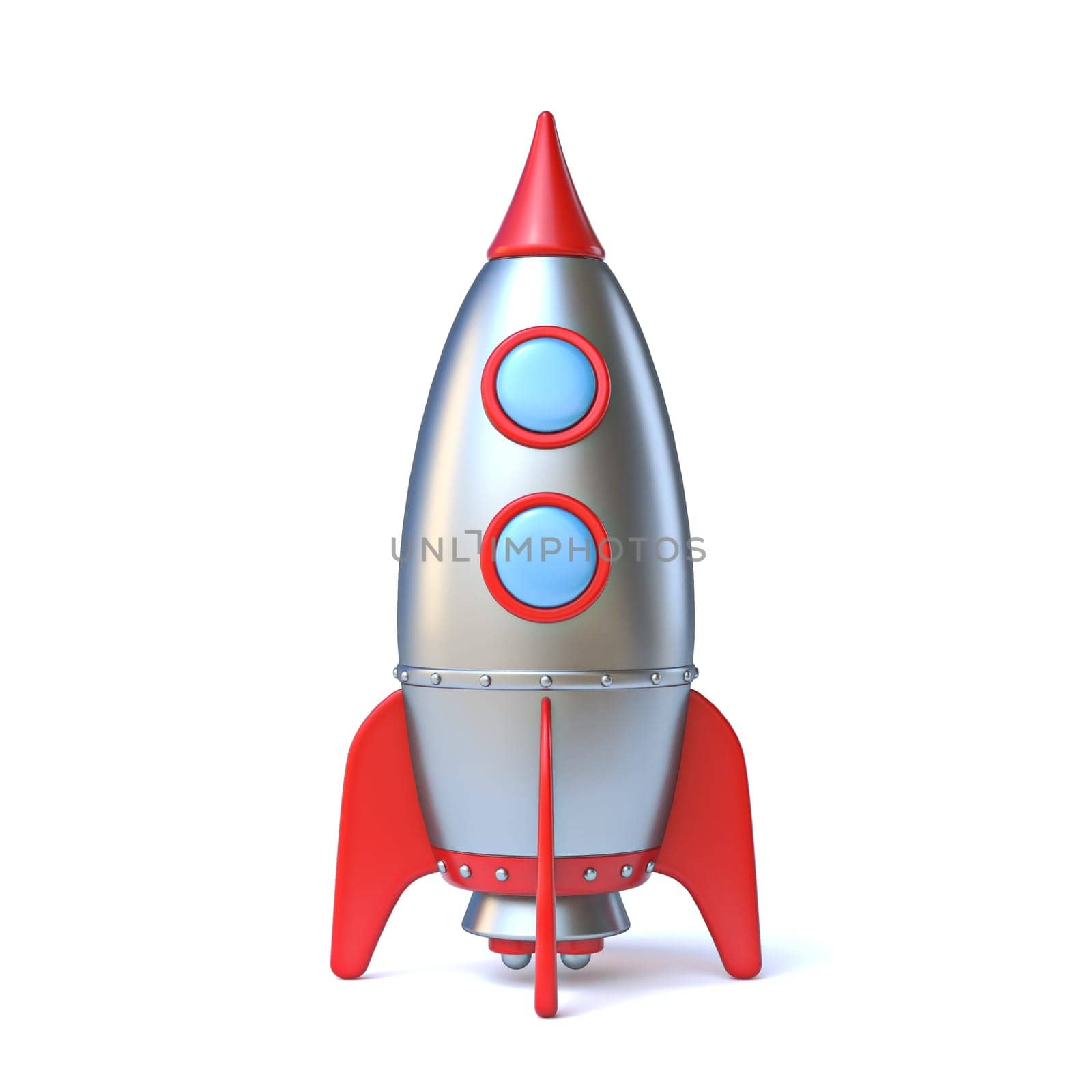 Space rocket toy 3D rendering illustration isolated on white background