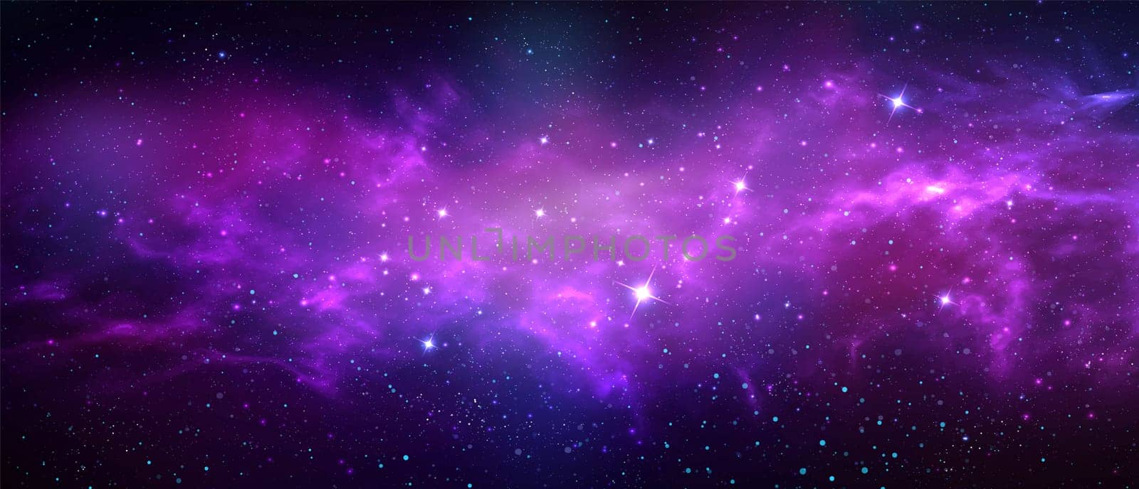 Space background with realistic nebula and shining stars. Magic colorful galaxy with stardust by Whatawin